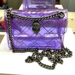 Kurt Geiger Purple Vinyl London Kensington Convertible Crossbody Bag Swag 💜